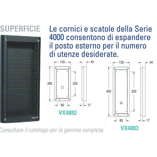 Scatola Montaggio in Superfice Videocitofoni Master Serie 4000 2 Moduli