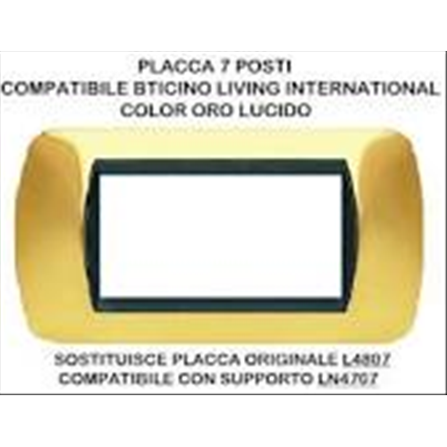 PLACCA 8807-03 7P ORO/INT-LGT METALLO Compatibile con serie Living International/Light.