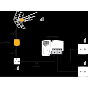 Alimentatore per antenna TV da Interno 12V (200mA) 02 Uscite