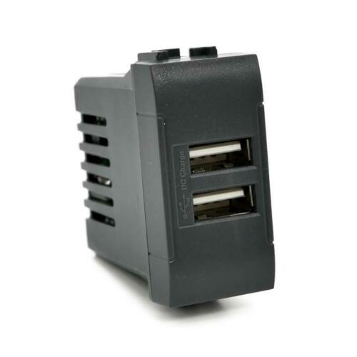 TOT821N - Doppia Presa Usb 2A 821N/Int-Lgt Nero Compatibile con