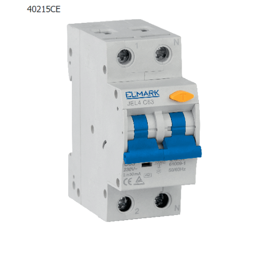 40215A - INTERRUTTORE MTD MAGNETOTERMICO DIFFERENZIALE 1+N 16A 6KA 30MA 2  MODULI - ELMARK