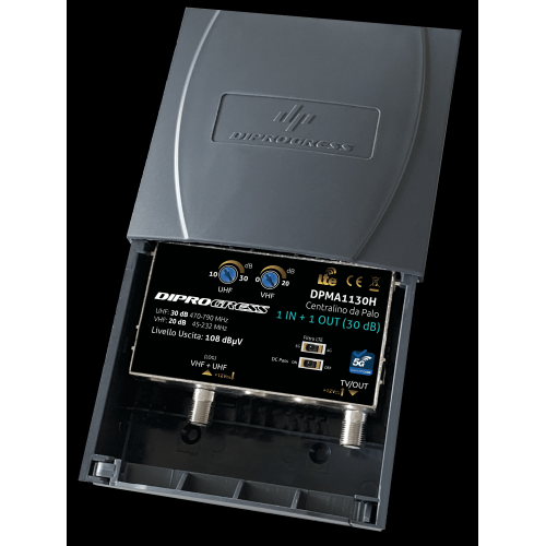 *Amplificatore da palo Log singolo ingresso VHF-UHF per amplificare segnali provenienti da 1 antenna TV 1 IN LOG - 2 OUT GUADAGNO 20 dB REGOLABILE FILTRO LTE/5G