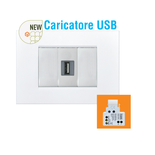 Alimentatore/Caricatore 2 USB 5V - 2.1A Tipo A keystone MINI 