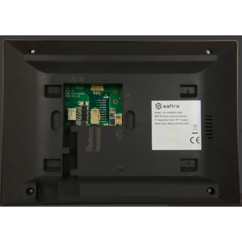 Monitor Aggiuntivo per videocitofono Safire Schermo TFT di 7" Audio bidirezionale TCP/IP, WiFi, SIP Slot per scheda microSD fino a 32GB Montaggio in superficie SF-VIDISP01-7WIP