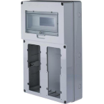 Quadro elettrico vuoto flangiato per 2 prese interbloccate verticali serie 16. 12 moduli. Dimensioni 320x510x135mm. IP65. Il quadro rispetta le norme CEI EN 60309-1 CEI EN 60309-2.