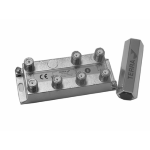 Partitore in pressofusione TV+SAT con connettori F divisore 6 vie TERRA passaggio DC su tutte le uscite.