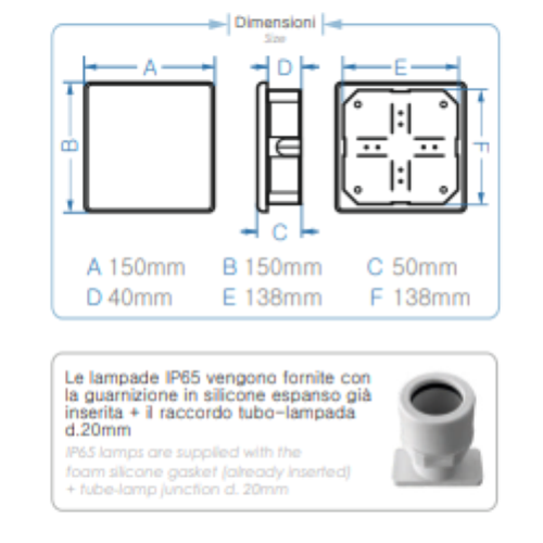 Lampada di Emergenza IP44 Quadrata 150x150x40mm SE 300Lm GEC200NM10SE44