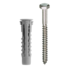 Tasselli in nylon NCV 10x50 e tirafondo 6x60 Confezione Blister 4 pz