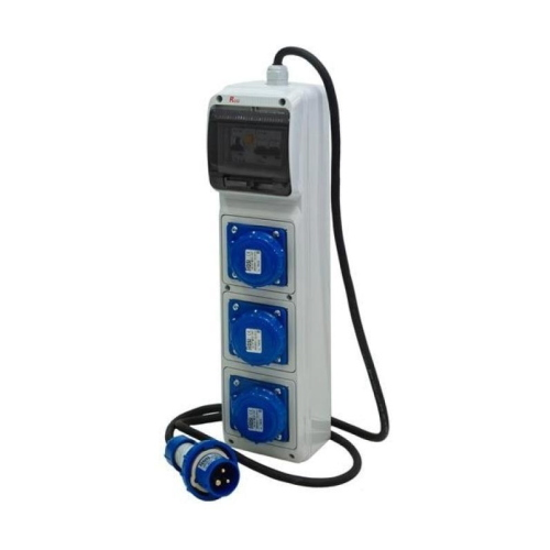 QUADRO CANTIERE DISTRIBUZIONE SPINA CEE16A 2P+T 3 PRESE CEE16A 2P+T CAVO 3X2.5 MM IP67 2MT